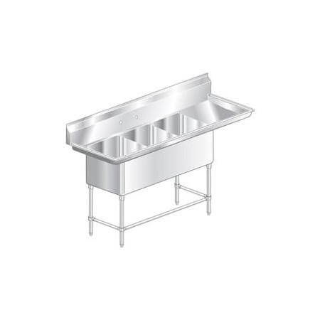 Aero Aero Manufacturing Company 2F3-2116-18R Three Bowl Aerospec SS NSF Sink, 18W Right Drainboard 2F3-2116-18R